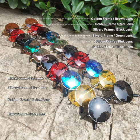 Round Polarized Sunglasses Men Women,Retro Metal Hippie Shades with 100% UV Protection...