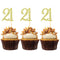 24 PCS 21st Cupcake Toppers - Anniversary or Birthday Cupcake Picks Party Decoration Supplies | Gold 21st...