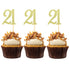 24 PCS 21st Cupcake Toppers - Anniversary or Birthday Cupcake Picks Party Decoration Supplies | Gold 21st...