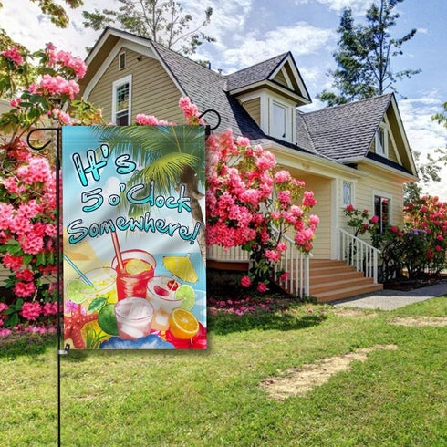 ANLEY |Double Sided| Premium Garden Flag, It's 5 o'Clock Somewhere Decorative Garden Flags - Weather Resistant & Double Stitched - 18 x 12.5 Inch...
