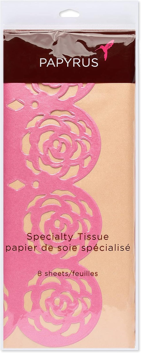 Papyrus 8 Sheet Tissue Paper (Pink and Peach with Rose Edges) for Gifts, Decorations, Crafts, DIY and More...