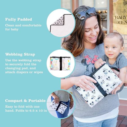Disney Baby by J.L. Childress Full Body Portable Changing Pad - Disney Travel Essential - Padded, Waterproof, Foldable Diaper Changing Pad - Extra...