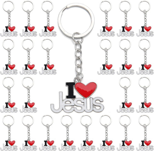 PHAETON 20PCS Jesus Pendants Keyrings Keychains Religious Door Car Key Holders Jesus Key Rings Religious Favors for Christians Easter Prayer Gifts...