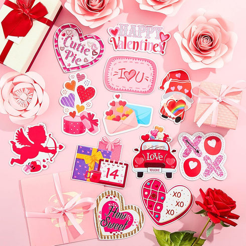 12 Pieces Valentine‘s Day Refrigerator Magnets Holidays Magnetic Stickers Love Heart Refrigerator Decorative Magnets Cupid Red Lips Locker Dishwas...