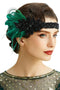 BABEYOND Vintage 1920s Flapper Headband Roaring 20s Great Gatsby Headpiece with Feather 1920s Flapper Gatsby Hair Accessories (Darkgreen)...