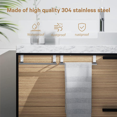 Stainless Steel Over Door Towel Rack Bar Holders for Universal Fit on Over Cabinet Cupboard Doors 2 Pack (Sliver)...