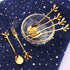 12pcs Stainless Steel Gold Leaf Coffee Spoon and Cake Fruit Forks Kitchen Accessory Wedding Party for Dessert, Salad, Appetizer, Spoon and Fork Se...