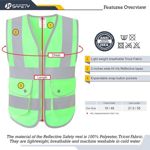JKSafety High Visibility Zipper Front Kids Safety Vest With Reflective Strips,Meets ANSI/ISEA Standards (KID-Medium Green) ¡...