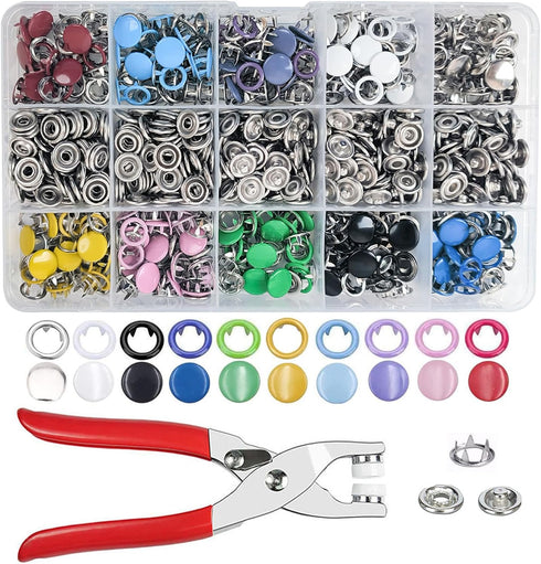 Minestylish 200 Sets Metal Snaps Buttons with Fastener Pliers Press Tool Kit Perfect for DIY Crafts Clothes Hats and Sewing, Snap Button Fasteners...
