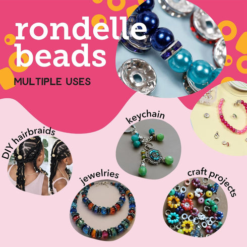 Incraftables Rondelle Beads for Jewelry Making 800pcs. Rhinestone Spacer Beads for Kids & Adults. Crystal Rondelle Spacer Beads for Bracelet Makin...