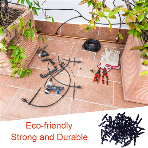 Drip Irrigation Fittings Kit for 1/4" Tubing, 130 Pieces Drip Line Connectors for Drip Systems - 60 Couplings, 40 Tees, 20 Elbows, 10 End Plugs - ...