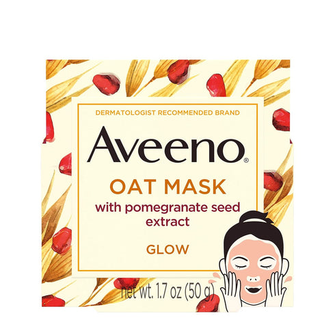 Aveeno Oat Face Mask with Pomegranate Seed Extract, Kiwi Water, and Prebiotic Oat, Hydrating Full Face Mask for Glowing Skin, Paraben Free, Phthal...