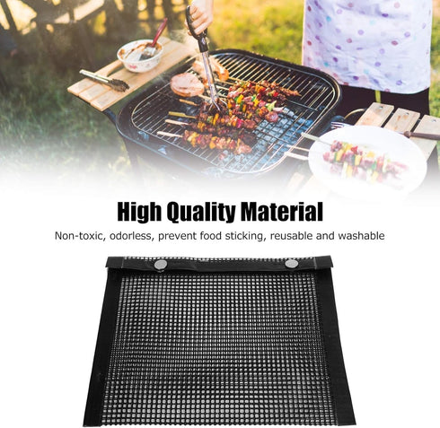 Grill Mesh Bag, Non-Stick BBQ Mesh Grill Bags, High Temperature Resistance Grilling PTFE Bag Reusable Barbecue Bags Indoor Outdoor Charcoal Barbec...