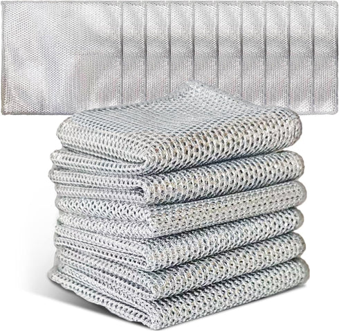 Large Size Non Scratch Steel Wire Dishwashing Rags,Substitute for Steel Wool Scrubbers,Kitchen Cleaning Cloths, Multifunctional Wire Dishcloth for...