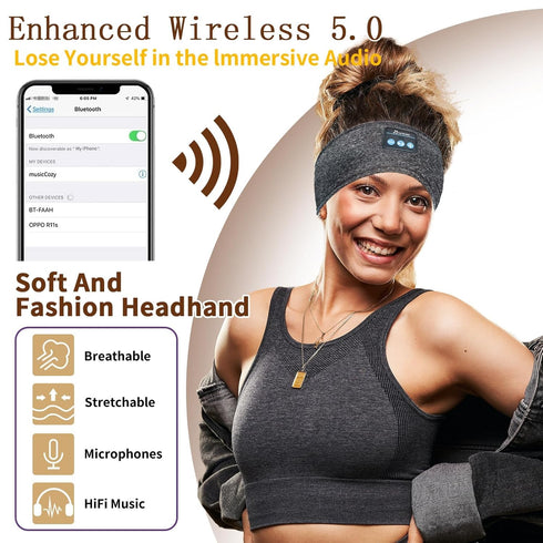 Bluetooth Headphones, Sleep Headphones Headband Wireless for Sleeping Side Sleepers - adjustable sleep headphone, and Bluetooth Headbands for Wome...