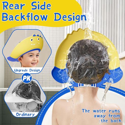 Baby Shower Cap Shield for Kids Bath Visor for Toddlers Shampoo Bath Bathing Hat Silicone Adjustable Visor Hat for Eye and Ear Protection for 1-9 ...