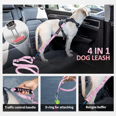 IOKHEIRA Dog Leash, Dog Leash for Large Dogs, Multifunctional Dog Leashes for Medium Dogs, Adjustable Dog Leash with Car Seatbelt, 4-6 FT Strong B...