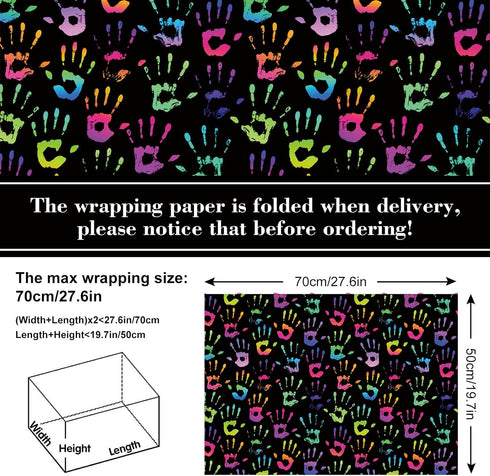AnyDesign 12 Sheet Colorful Wrapping Paper 4 Design Black Neon Art Packaging Paper Folded Flat DIY Art Craft Paper for Glow Party Birthday Party B...
