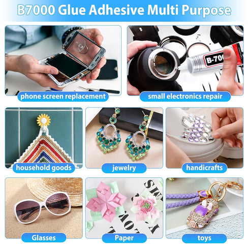 B-7000 Super Adhesive Glue, Industrial Strength B7000 Glues Paste for Rhinestones Crafts, Clothes Shoes, Fabric, Jewelry Making, Cell Phones, Tabl...