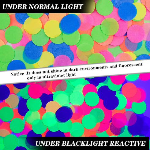 10000 pieces UV Neon Round Confetti 5 Colors Neon Fluorescent Tissue Confetti Dot Blacklight Glow Party Confetti for Blacklight Neon Party, Birthd...