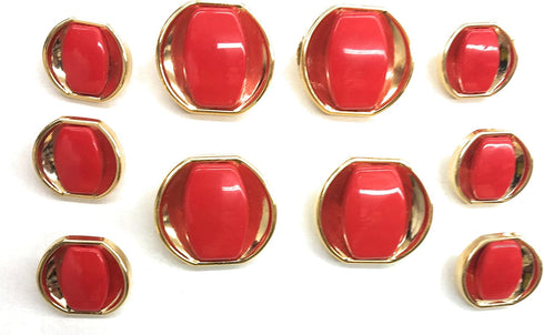 11 Polished Gold/Red Buttons Sets ~ Plated...