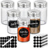 Segarty Glass Spice Jars with Labels, 6 Pack 3oz Glass Spice Bottles with 136 Blank Label Stickers and 1 Chalk Marker, Empty Spice Jars with Shake...