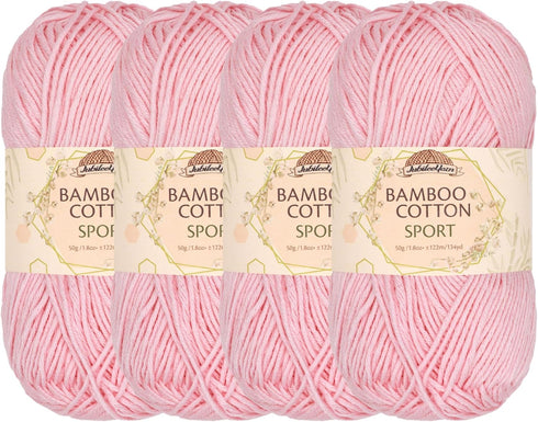JubileeYarn Bamboo Cotton Sport Yarn - 50g/Skein - Primrose Pink - 4 Skeins......