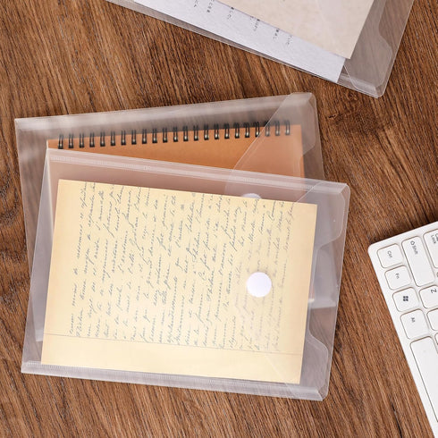 Document Folders, 12 Pack Large Clear Die & Stamp Storage Bag 10 x 7 inch Transparent Plastic Envelopes Waterproof Poly Envelope with Closure File...
