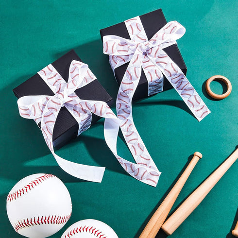 Baseball Ribbon Grosgrain Baseball Craft Ribbon Sports Ball Ribbon for Team Hair Bow Wreath Sport Lanyard Gift Wrapping Crafting Sewing Party Deco...