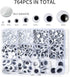Bflaae 764pcs Black Wiggle Googly Eyes Self Adhesive, 4mm 6mm 8mm 10mm 12mm 15mm 20mm Large and Small Googly Eyes for Crafts...