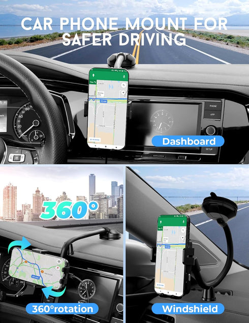 Wireless Car Charger, MOKPR 15W Fast Charging Car Mount Auto-Clamping Car Charger, Dashboard Windshield Phone Holder Compatible with iPhone 15/14/...