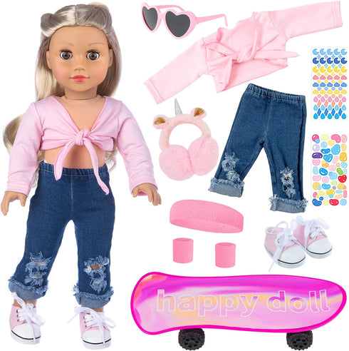 ZITA ELEMENT 18 Inch Girl Doll Scooter Skateboard Clothes and Accessories - 18 Inch Doll Clothes Set Sport Shoes Scooter and Other Outdoor Sport S...