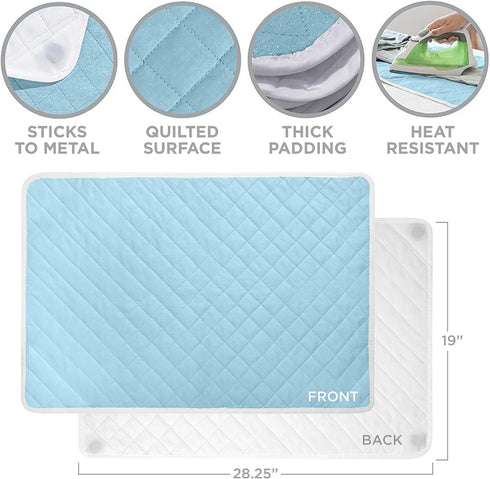 HOLDN’ STORAGE Ironing mat, Magnetic Laundry mat, 28.25” x 19”, Blue, Quilted, Washer and Dryer Countertop, Ironing pad...