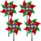 timecity 4 PCS Pinwheels Red Green Wind Spinners 9.5inch Sparkly Garden Pinwheel Reflective Windmills Scare Birds Animal Away Spinner for Yard and...