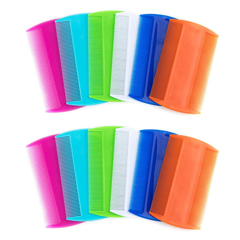 AUEAR, 12 Pack Pet Flea Lice Combs Double Sided Fine Tooth Dogs Cats Grooming Combs Remove Float Hair Tear Marks Tick Removal Tool (6 Colors)...