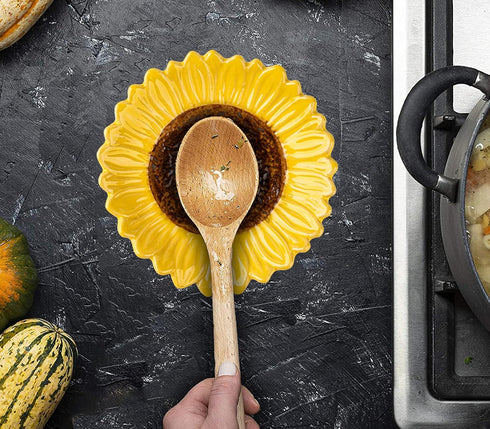 Sunflower Shaped Ceramic Spoon Rest - 2 PCS for Stove Top & Counter...
