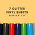 Sparkle Vinyl Fabric Craft Pack, 7pcs Each 8.5"x11", Smooth Glitter Faux Leather Sheets, Shiny Material Precuts, Great for Bag Making Hair Bows Cl...