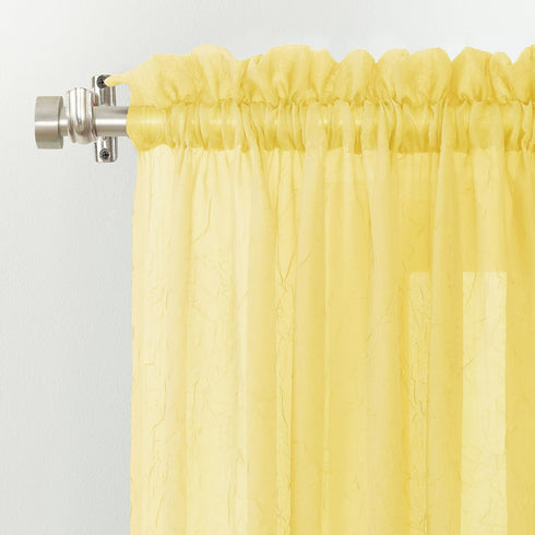 No. 918 Erica Crushed Sheer Voile Rod Pocket Curtain Panel, 51" x 95", Yellow...