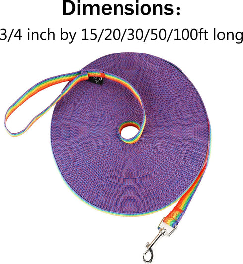 Hi Kiss Dog/Puppy Obedience Recall Training Agility Lead - 15ft 20ft 30ft 50ft 100ft Training Leash - Great for Training, Play, Camping, or Backya...