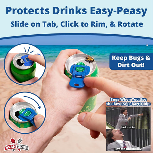 Complete Cover Easy Tab Opener New and Improved 36PK Beverage Barricade 2.0 by Avant Grub. Colorful Drink Can Protector Cap for Soda, Beer, Coke S...