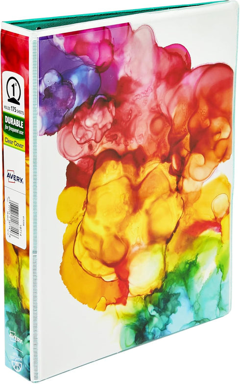 Avery + Amy Tangerine Designer Collection Mini Binder, 5.5" x 8.5", 1 Inch Round Rings, Rainbow Inkblot, 1 Mini 3 Ring Binder (18714)...