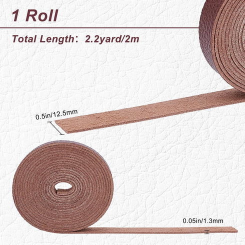 GORGECRAFT Brown Leather Strap Strip 0.5 Inch Wide 79 Inch Long Lychee Pattern Leather Belt Strips Wrap Single Sided Flat Cord for DIY Crafts Clot...