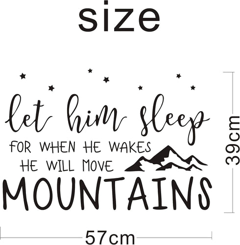 Wall Decal Kids Let Him Sleep for When He Wakes He Will Move Mountains Quote Wall Decals Nursery Stars Wall Decal Vinyl Wall Stickers for Baby Boy...