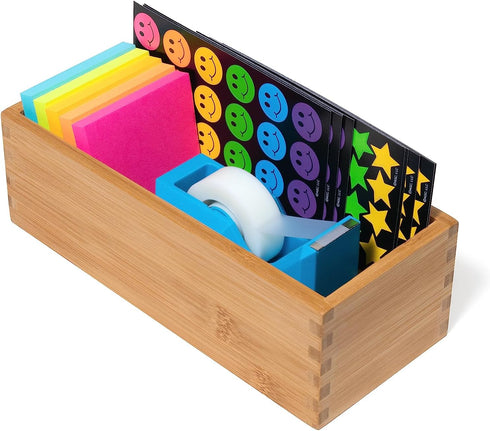 Lipper International Bamboo Utensil Holder Storage Box for Cooking Tools, Makeup, or Office Supplies, 4" x 9 1/4" x 3"...