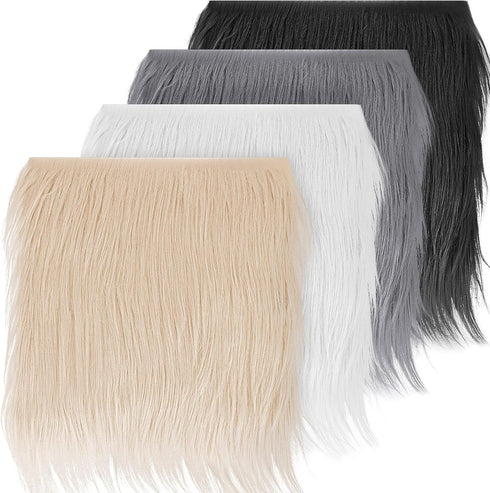 4 Pieces Faux Fox Fur Square Fabric Shaggy Fur Patches Fabric Cuts Chair Cover Seat Cushion Pad for DIY Craft(Khaki, White, Black, Gray)...