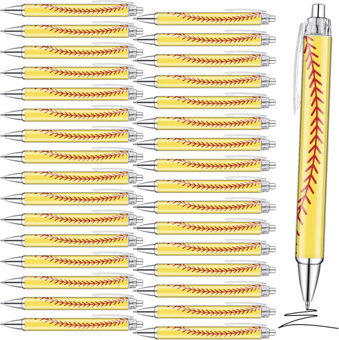 Thenshop 40 Pcs Volleyball Softball Football Ballpoint Pens Comfortable Writing Pens Black Ink Cute Pens Novelty Pen Retractable Journaling Pens f...