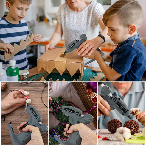 MULWARK Cordless Hot Melt Glue Gun, Rechargeable Fast Preheating Mini Glue Gun Kit with 30 Pc Premium Glue Sticks and Nozzle Cap, Wireless Hot Glu...