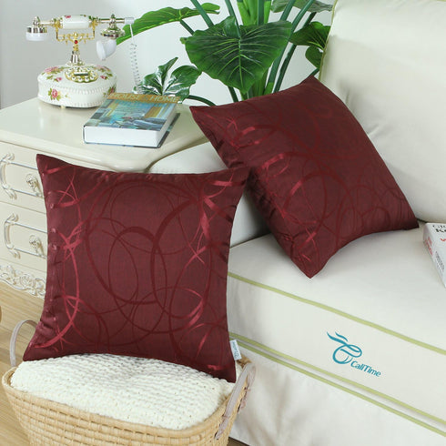 CaliTime Throw Pillow Covers Pack of 2 Modern Shining & Dull Contrast Circles Rings Accent Geometric Cushion Cases Shells for Couch Sofa Home Deco...
