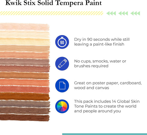 The Pencil Grip Kwik Stix Solid Paint Pens, Assorted Skin Tones, Pack of 14...
