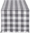 DII Heavyweight Fringed Check Tabletop Collection, Table Runner, 14x108, Gray...